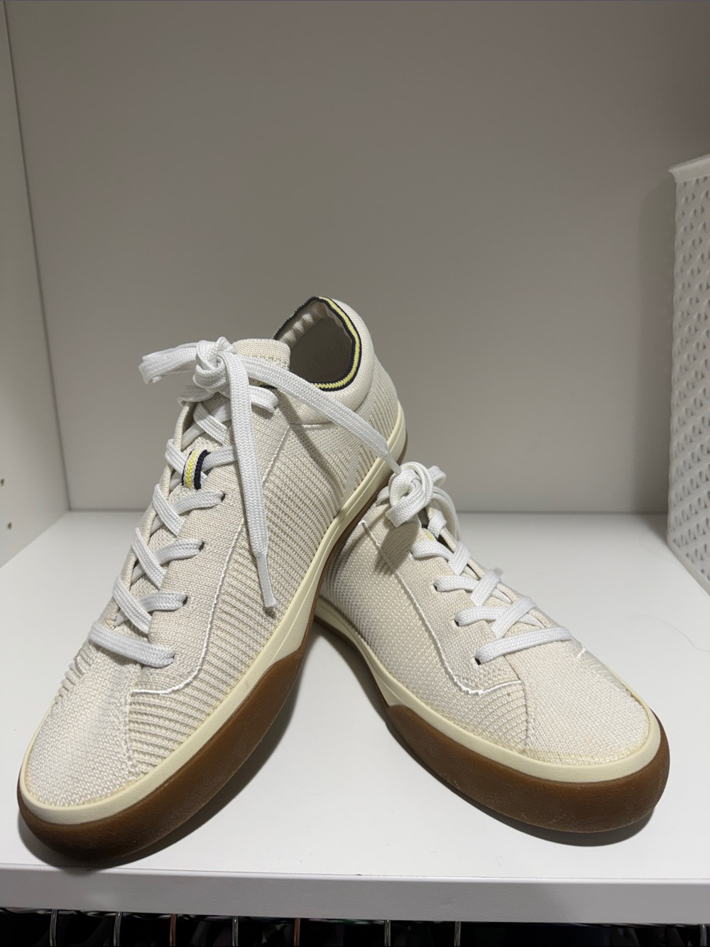 Rothy's Cream Knit Lace-Up Sneakers with Gum Outsole